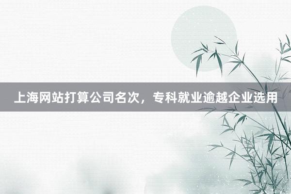 上海网站打算公司名次，专科就业逾越企业选用