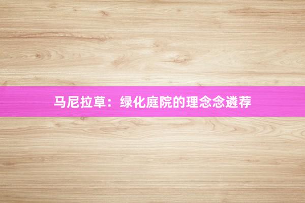马尼拉草：绿化庭院的理念念遴荐